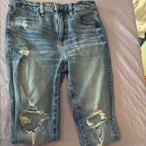 American Eagle Outfitters Women's High Rise Distressed Blue Jeans